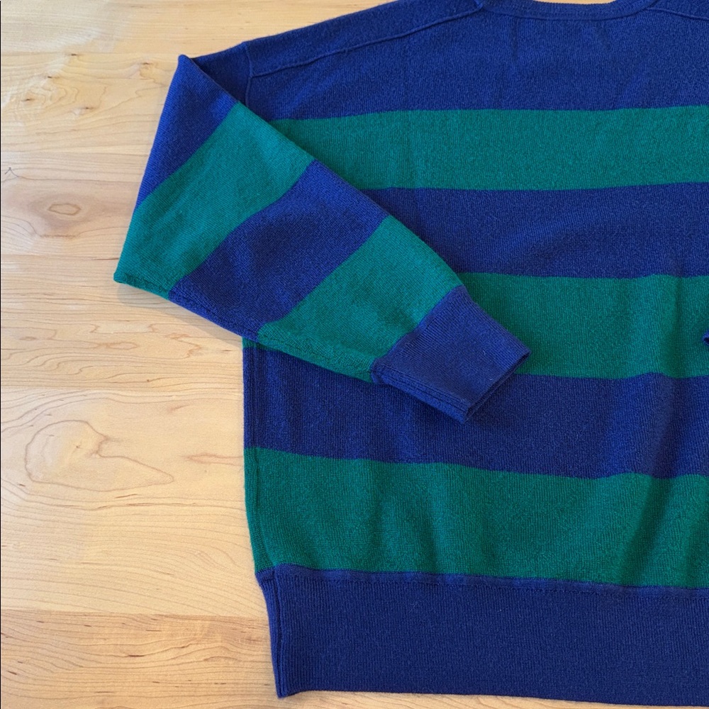 Women’s Madewell Merino Wool Pullover Sweater Cobalt Green Stripe Combo Medium - Picture 10 of 11
